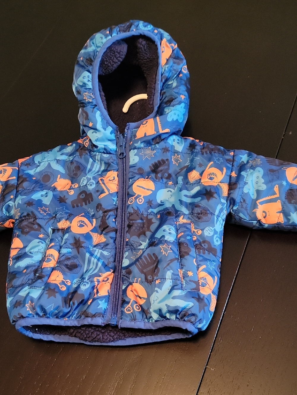 Toddler Blue & Orange Sea Creature Puffer Jacket